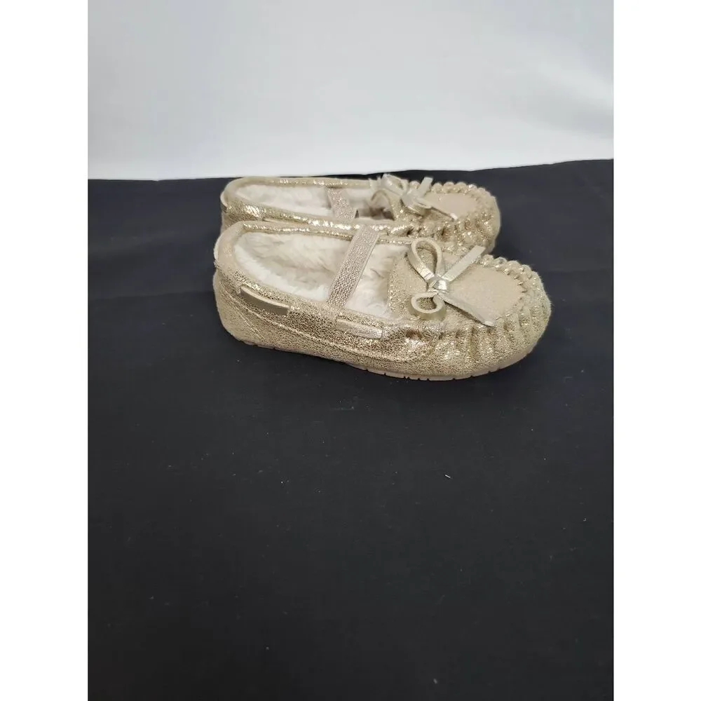 Toddler Girls s (5-6), Fuzzy Gold Glitter Slip-on Shoes